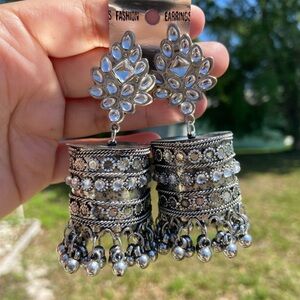 Silver jhumka earrings